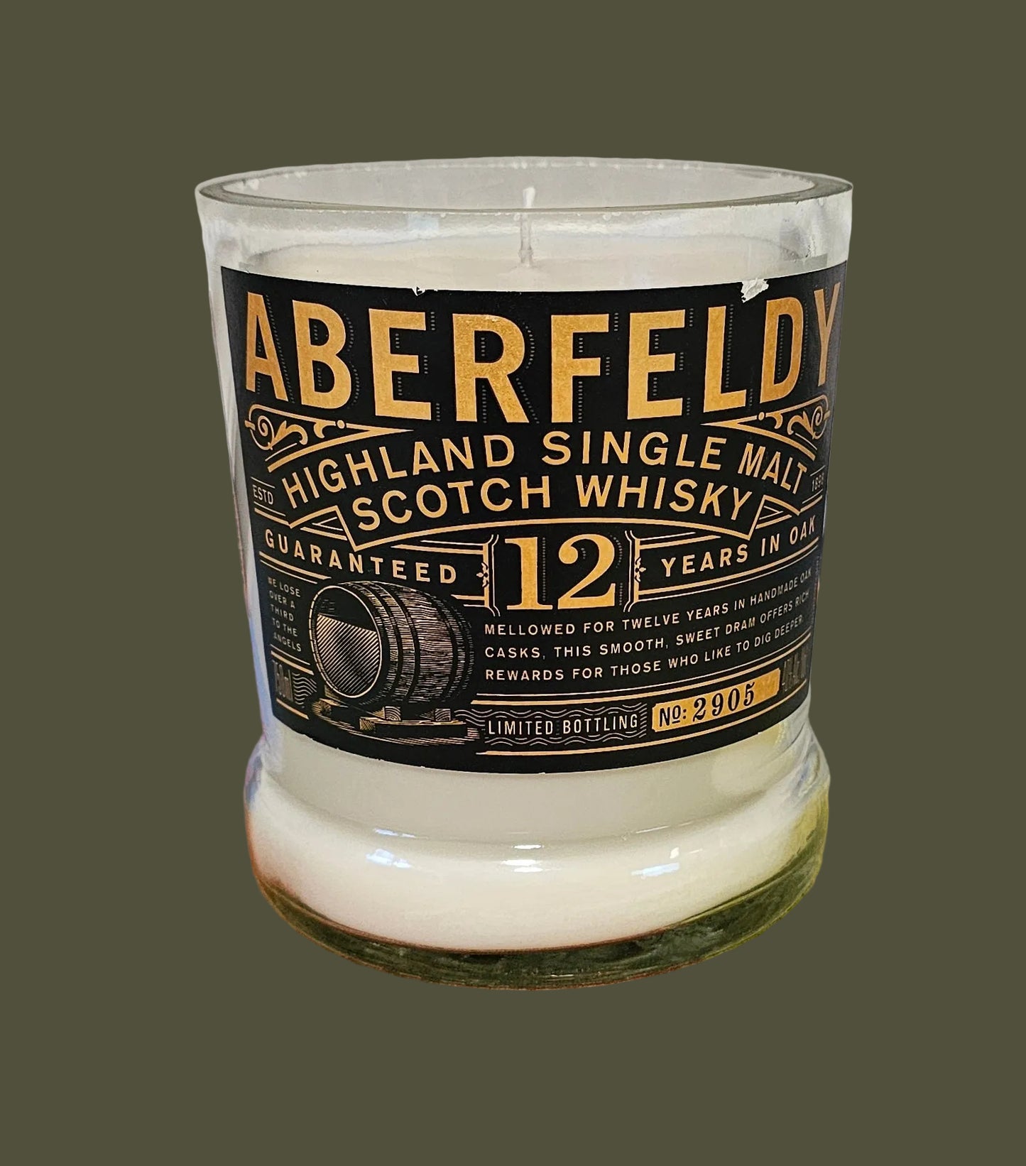 Reclaimed Bourbon Bottle Candle