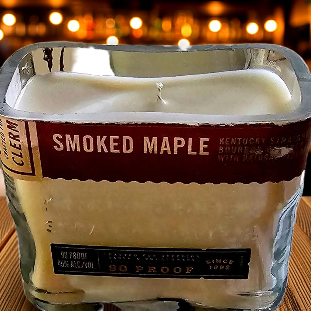 Smoked Maple Bourbon | 15oz Reclaimed Bourbon Bottle Candle