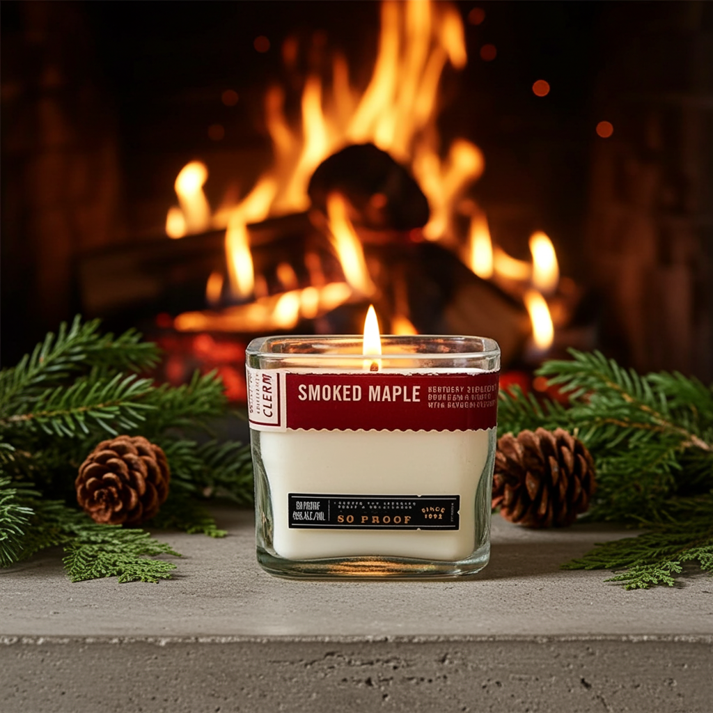 Smoked Maple Bourbon | 15oz Reclaimed Bourbon Bottle Candle